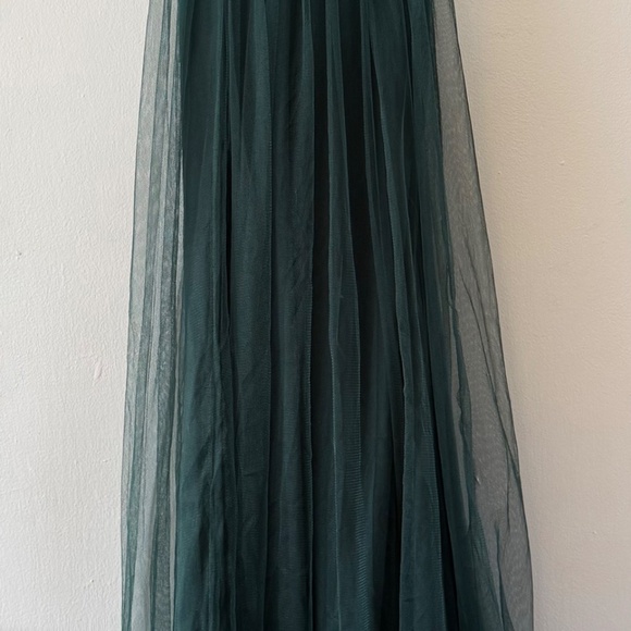 Emerald Green Tulle Backless Maxi Dress - Picture 3 of 4